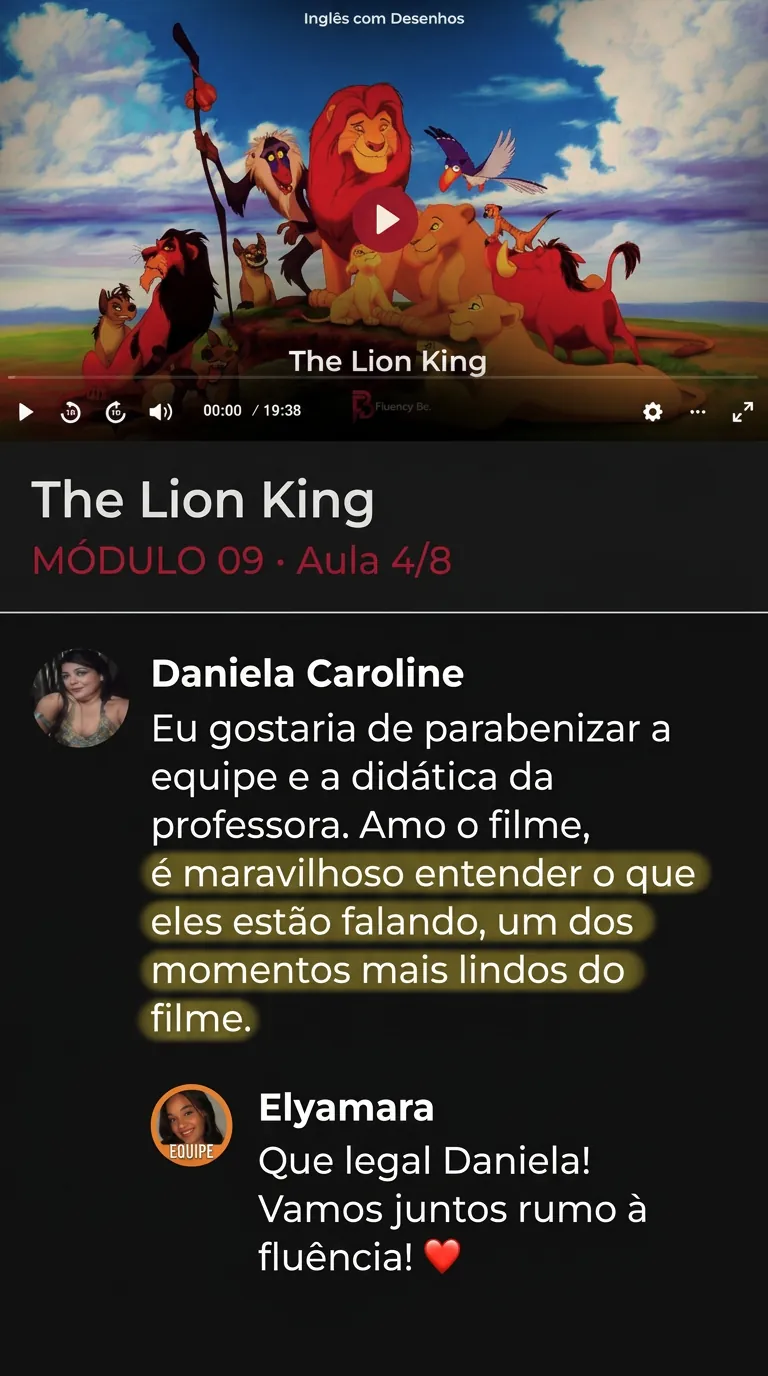 Depoimento em WhatsApp: Daniela Caroline sobre entender O Rei Leão